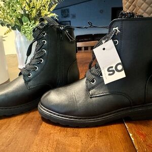 SO Meela kids lace-up combat boots.